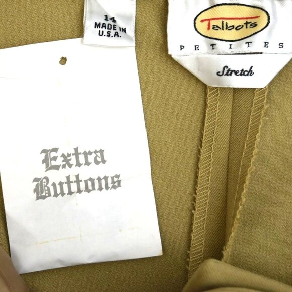 Talbots Petites Stretch Pants Womens Size 14 Beige Tan Made In USA - Picture 5 of 8